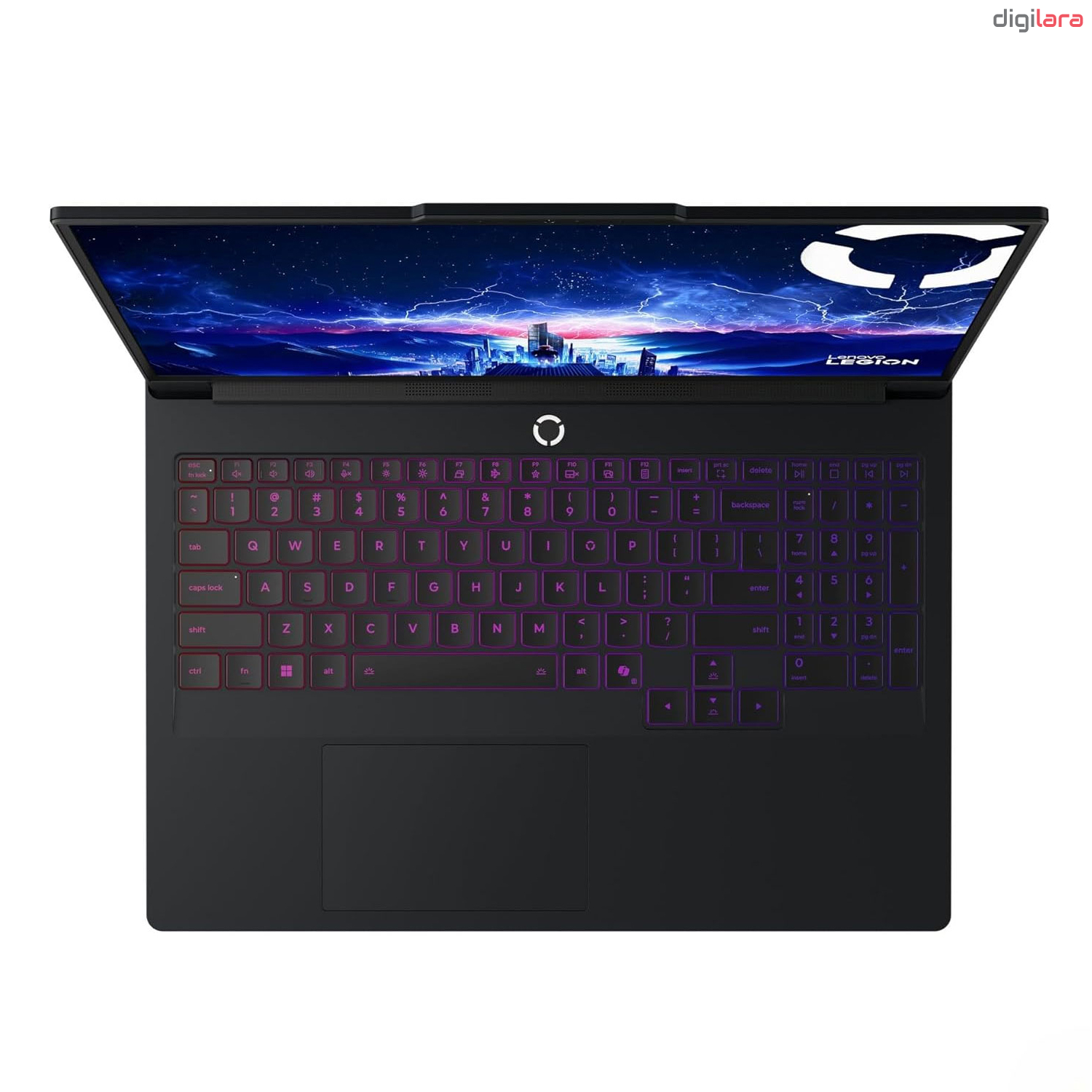 نمای بالا و صفحه کلید RGB لپ تاپ لنوو Legion Pro 7 16IAX10H